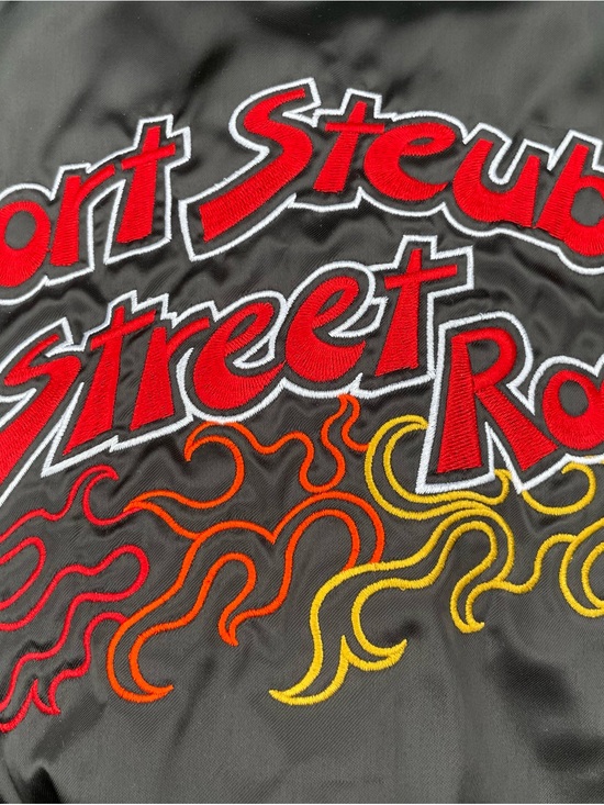 Other - Vintage 90’s Black Embroidered Flame Bomber Size L